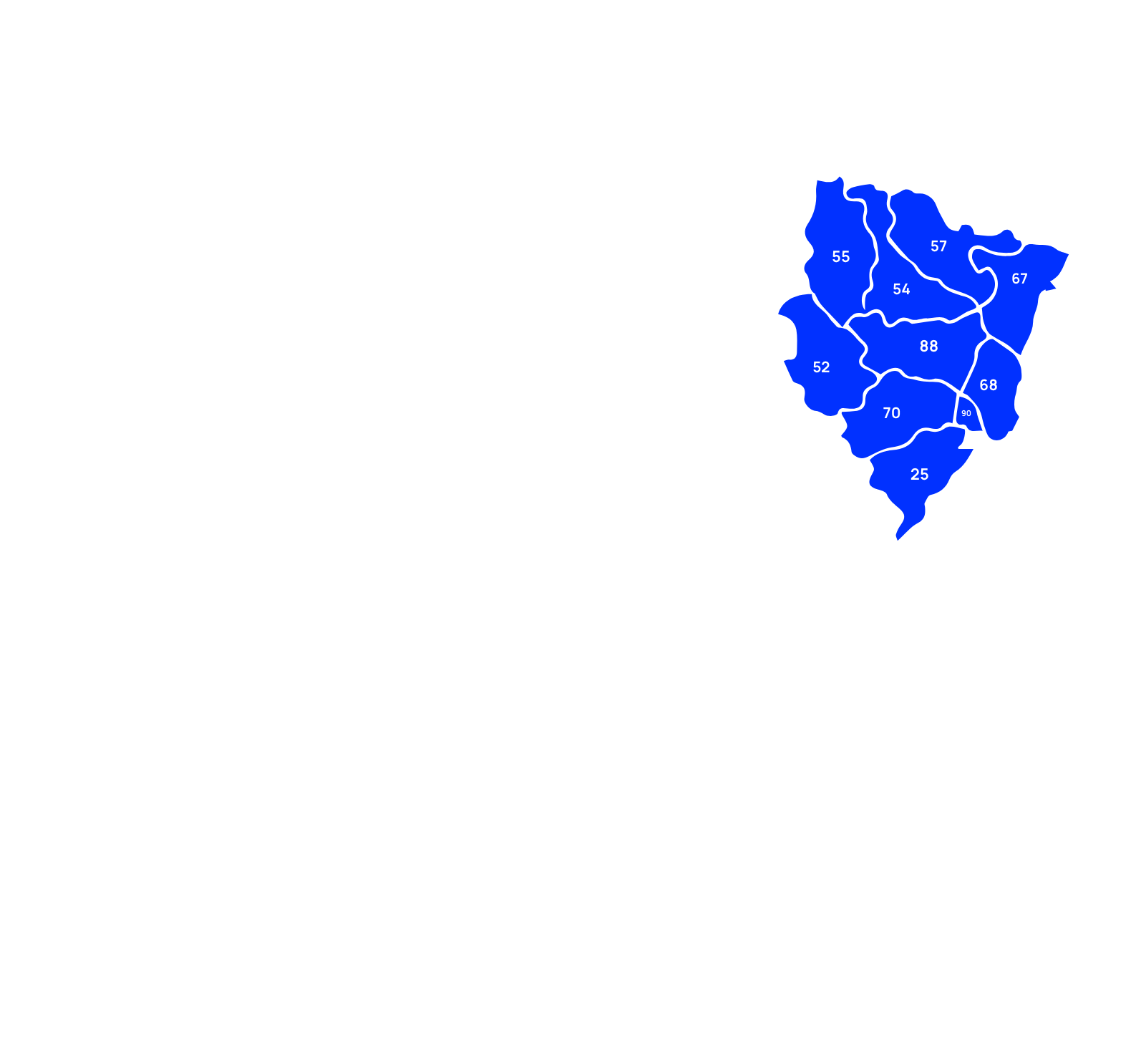 Carte de France avec les départements où Rentamat est présent